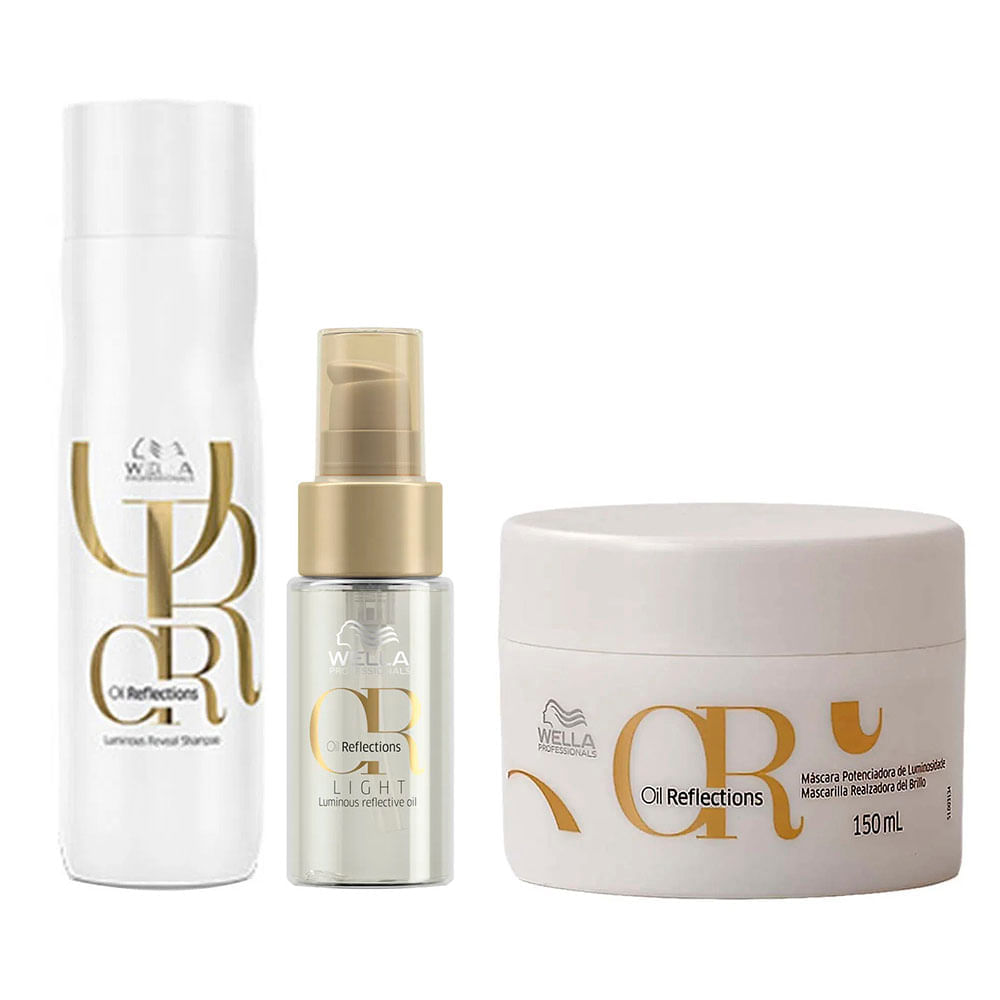 Wella Professionals Oil Reflections Kit – Shampoo + Máscara + Óleo Ligth