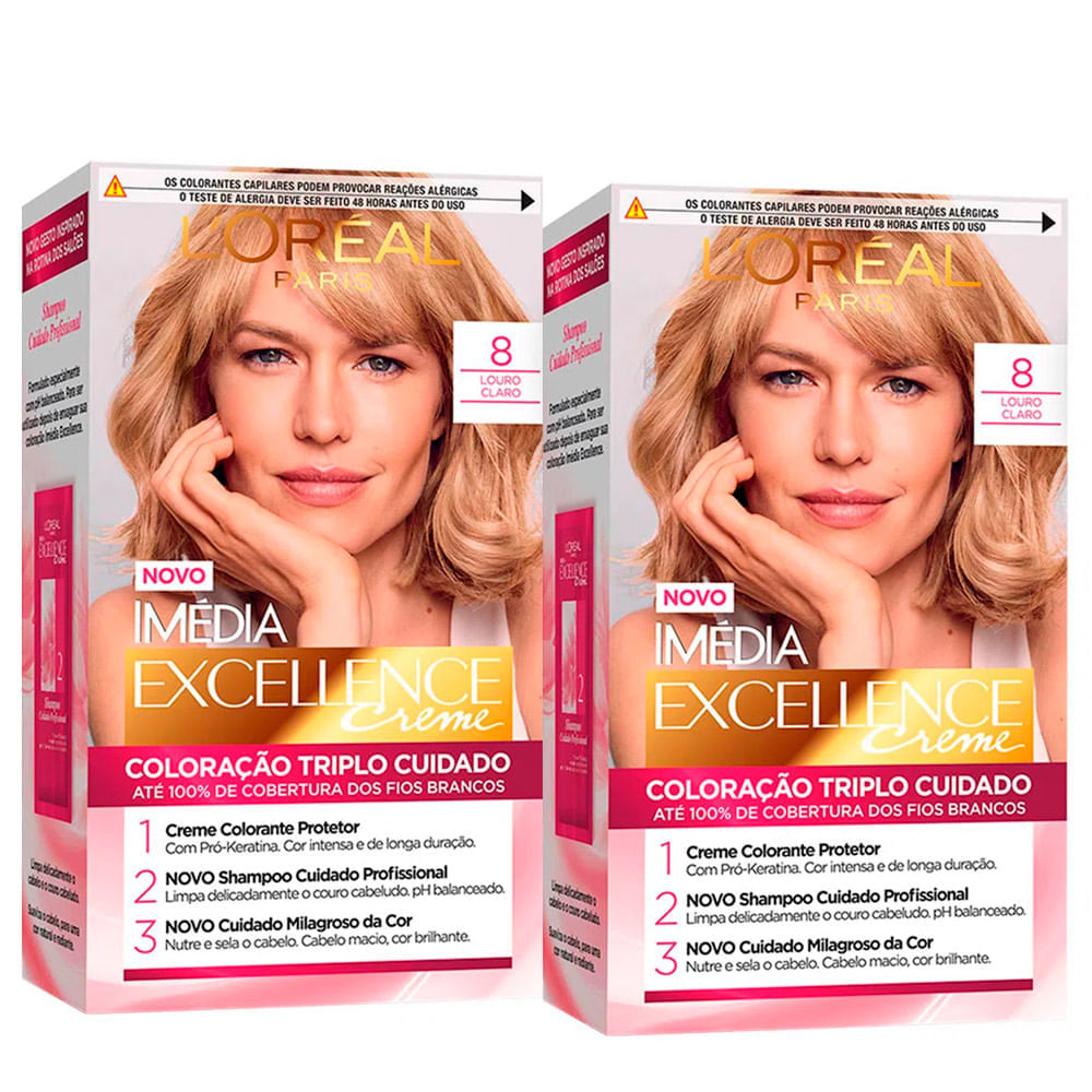 L'Oréal Paris Coloração Imédia Excellence Kit 8 Louro Claro