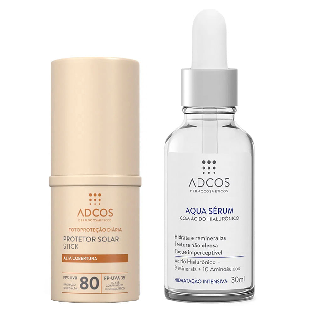 Adcos Dermocosméticos Kit Sérum Facial + Protetor Solar Stick com Cor Nude