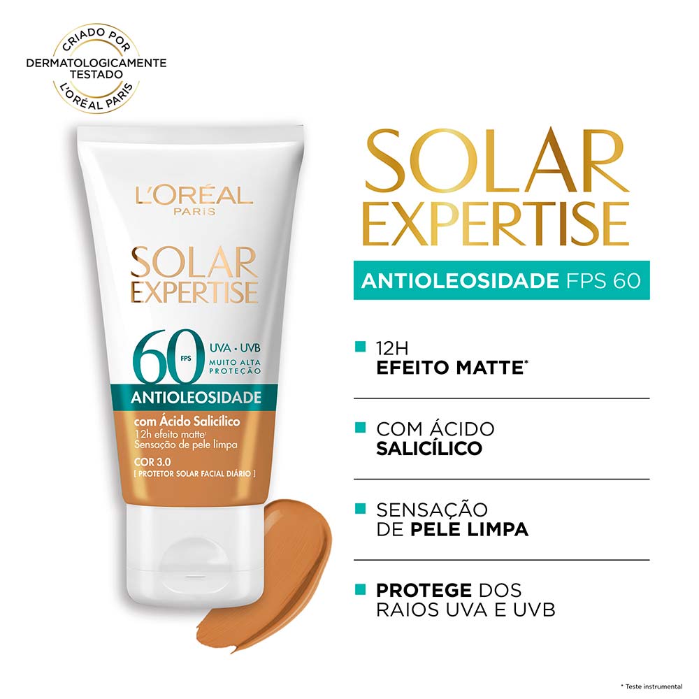 Protetor Solar Facial L'Oréal Paris Solar Expertise Antioleosidade Fps60 Média