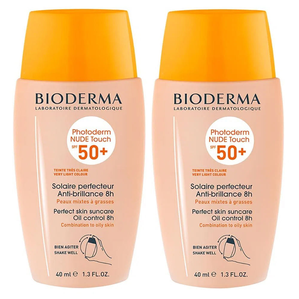 Bioderma Photoderm Nude Touch Kit com 2 Unidades – Protetor Solar com Cor FPS50+ Muito Claro 40ml