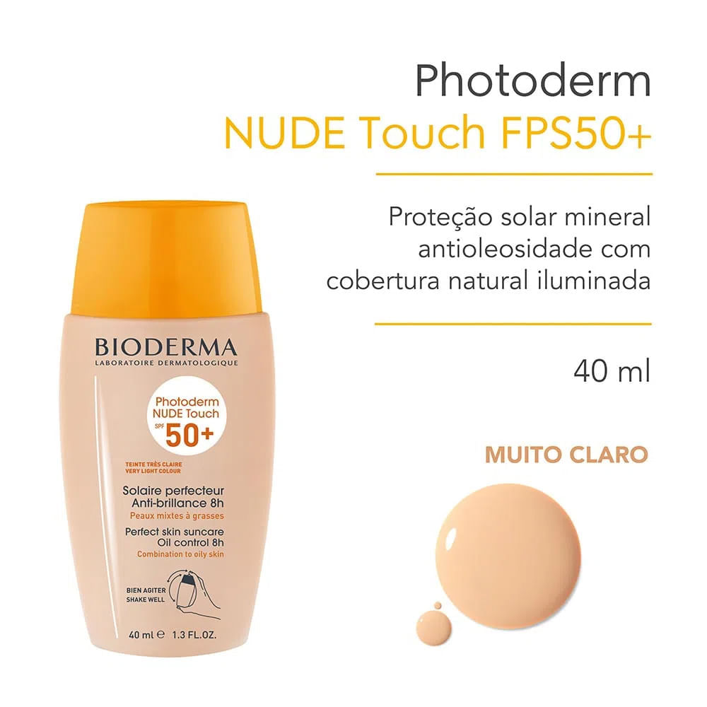 Bioderma Photoderm Nude Touch Kit com 2 Unidades – Protetor Solar com Cor FPS50+ Muito Claro 40ml