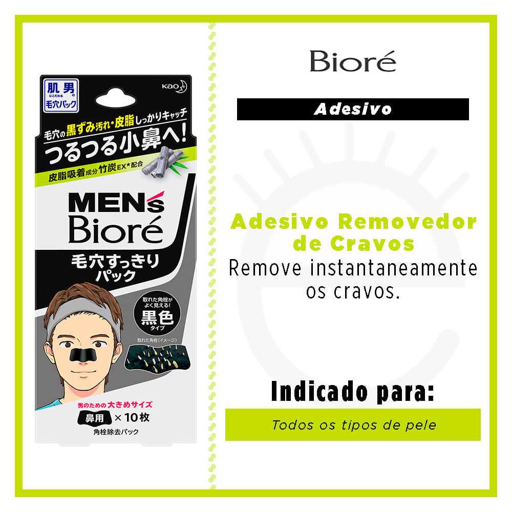 Adesivo para remoção de cravos  Bioré Pore Cleansing Stips Mens Preto 10Un