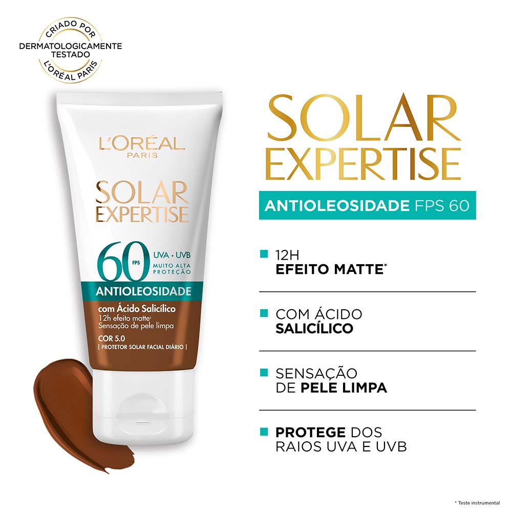 Protetor Solar Facial L'Oréal Paris Solar Expertise Antioleosidade Fps60 Negra