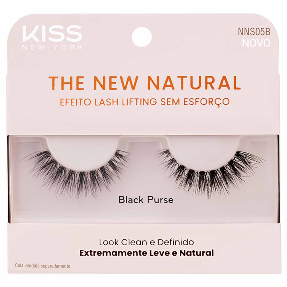 Cílios Postiços Kiss New York The New Natural Black Purse 1 par