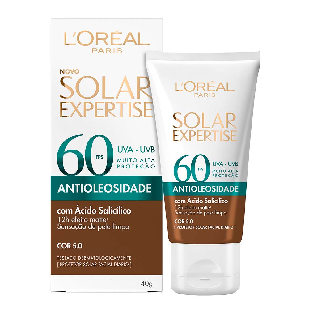 Protetor Solar Facial L'Oréal Paris Solar Expertise Antioleosidade Fps60 Negra