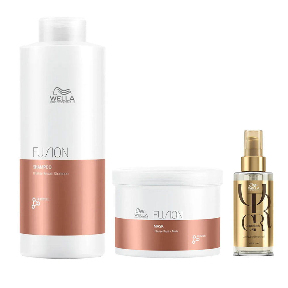 Wella Professionals Fusion Kit – Shampoo + Máscara + Óleo Smoothening