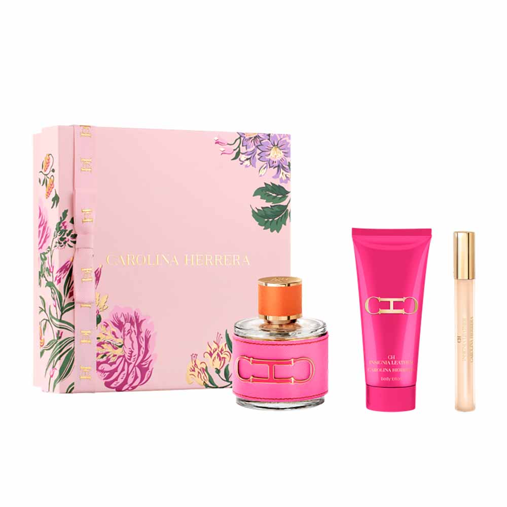 Carolina Herrera Insignia Leather Perfume Feminino EDP Coffret Creme Corporal TS