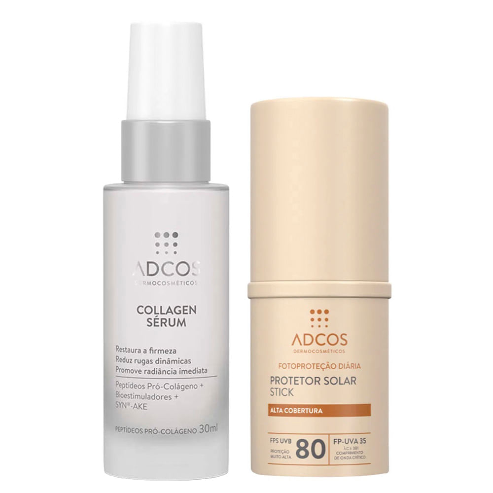 Adcos Dermocosméticos Kit Sérum Facial + Protetor Solar Stick Com Cor Peach
