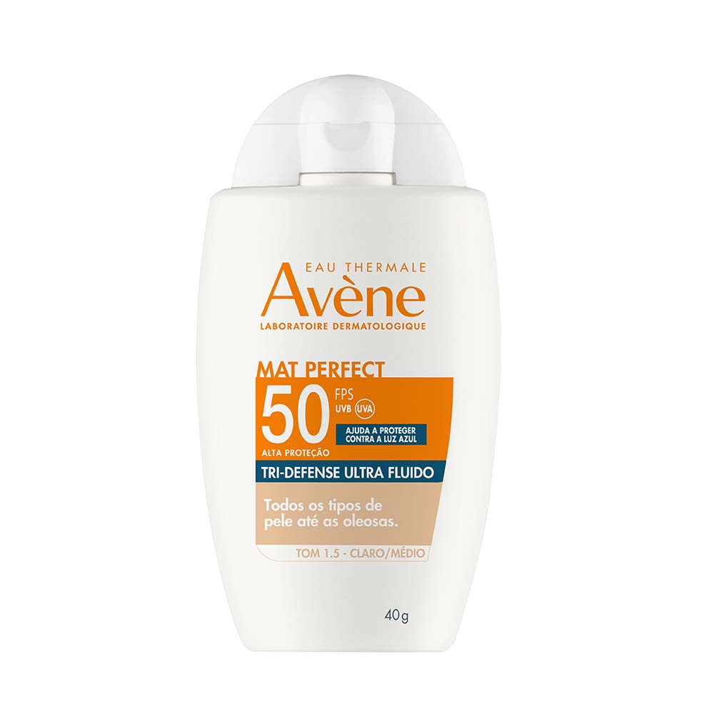 Protetor Solar Facial Com Cor Avène Mat Perfect Tri-defense Ultra Fluido Fps 50 1.5 Claro Médio