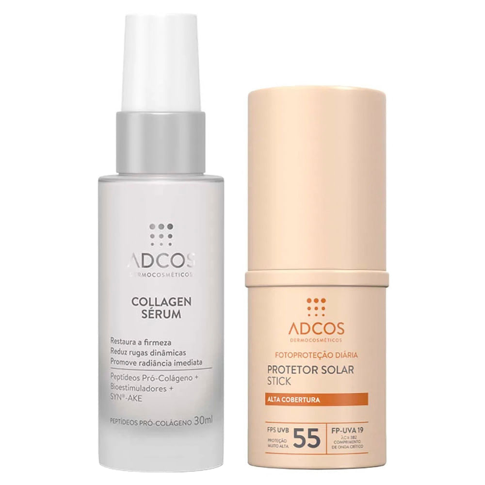 Adcos Dermocosméticos Kit Sérum Facial + Protetor Solar Stick Com Cor  Bronze