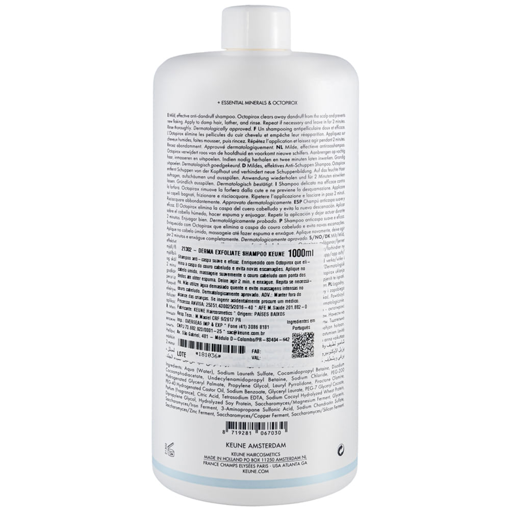 Keune Care Derma Exfoliate Shampoo Anticaspa Tamanho Professional 1L