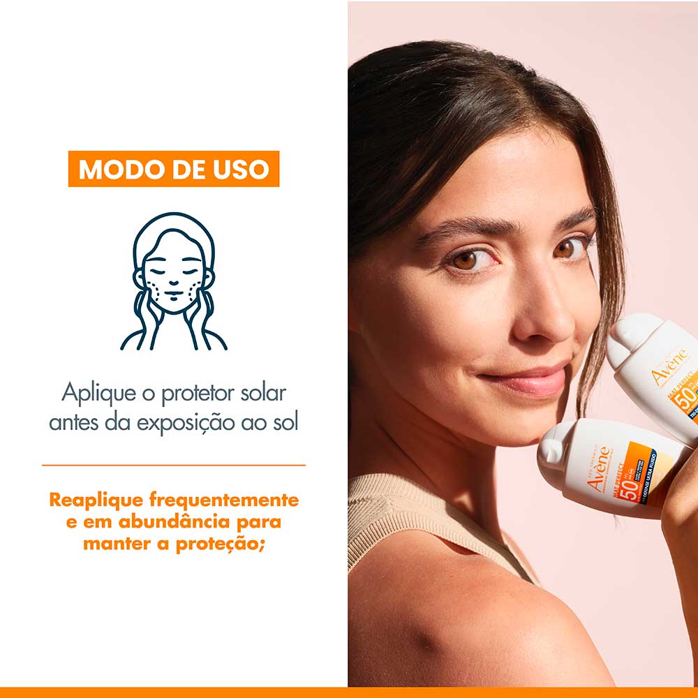 Protetor Solar Facial Com Cor Avène Mat Perfect Tri-Defense Ultra Fluido FPS 50 2.5 Médio Escuro