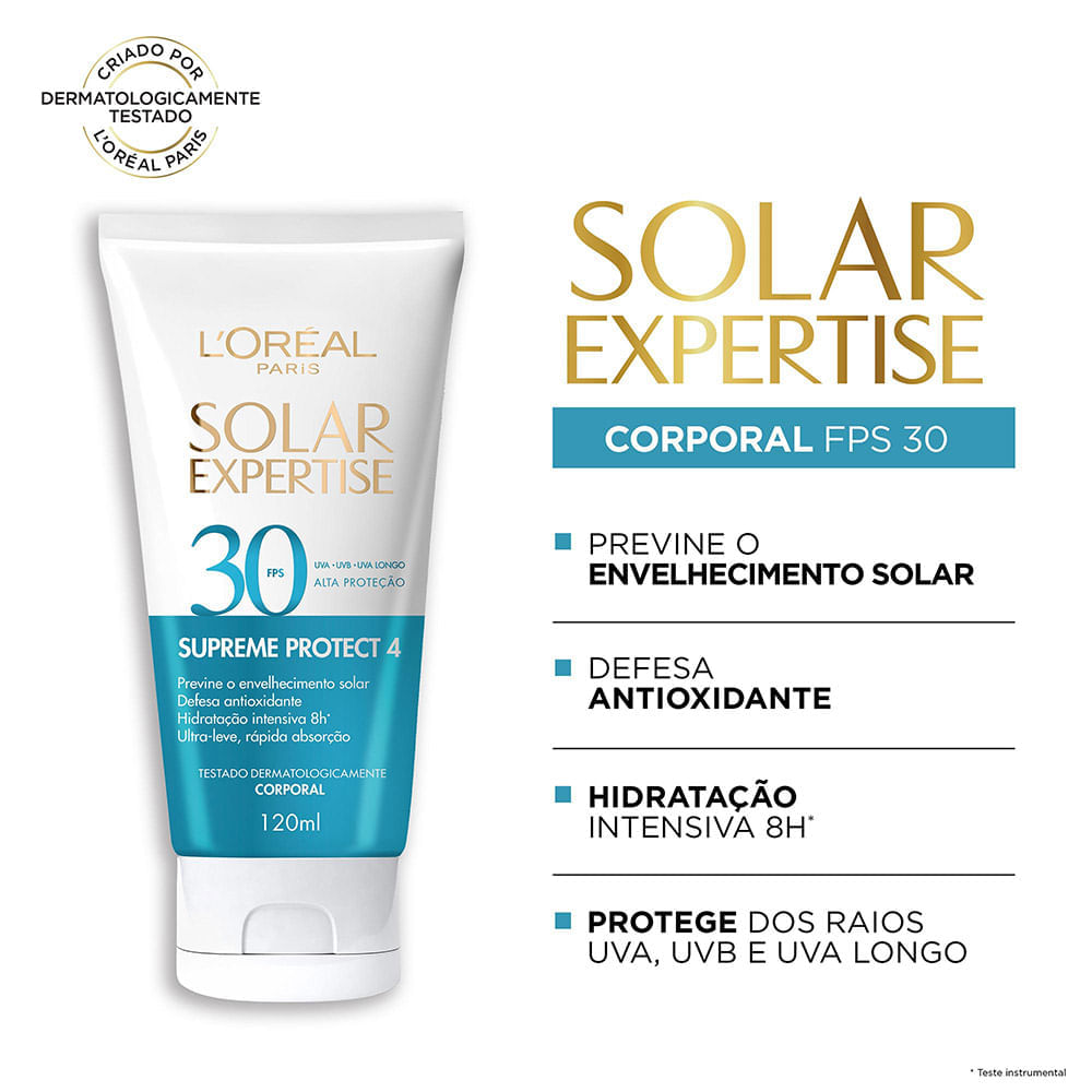 Protetor Solar Corporal L'Oréal Paris Solar Expertise Supreme Protect 4 FPS30 120ml