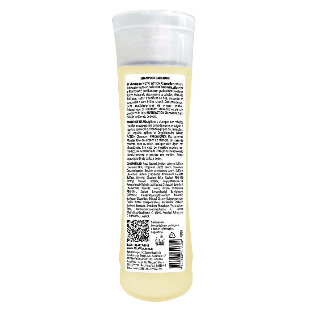 Shampoo Clareador Nutri-Hair Nick & Vick 260ml