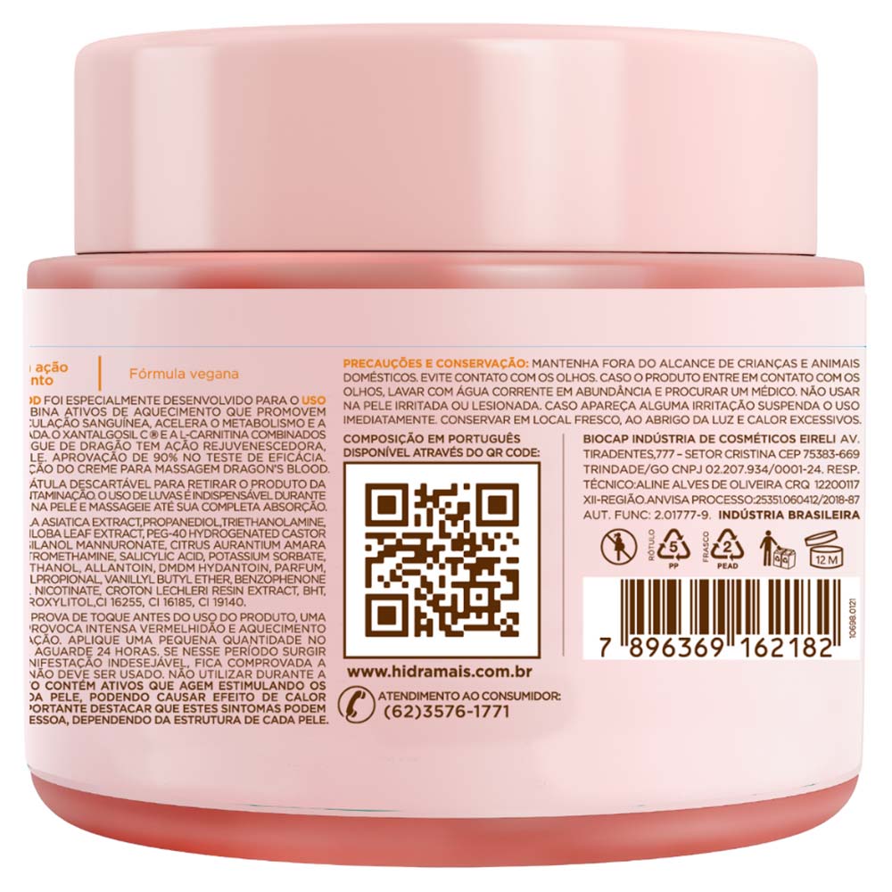 Creme de Massagem Hidramais – Dragon Blood 500g