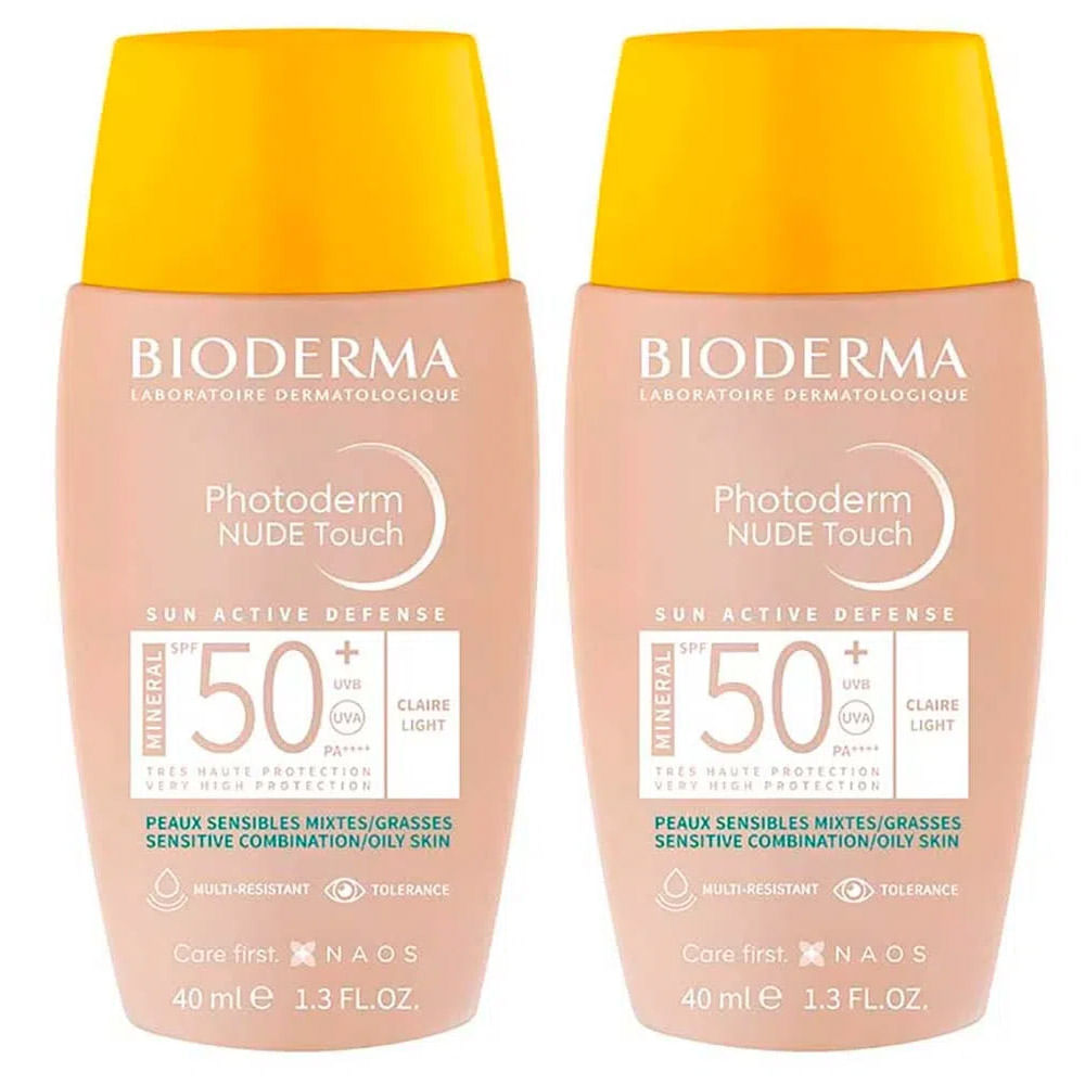Bioderma Photoderm Nude Touch Kit Com 2 Unidades – Protetor Solar Com Cor Fps50+ Claro 40ml