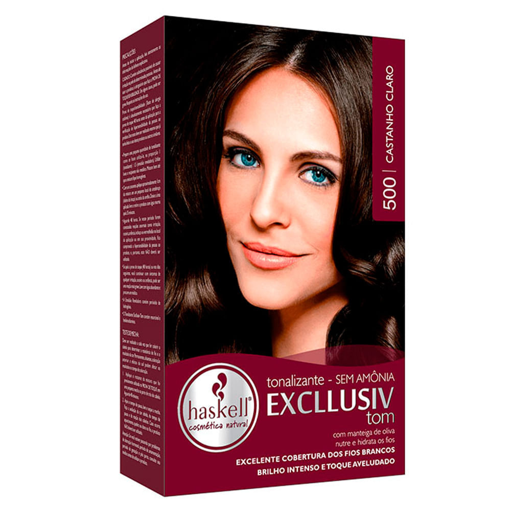 Haskell Tons Castanhos Kit – Tonalizante + Tratamento Pós + Emulsão + Luvas + Folheto 500 Castanho Claro