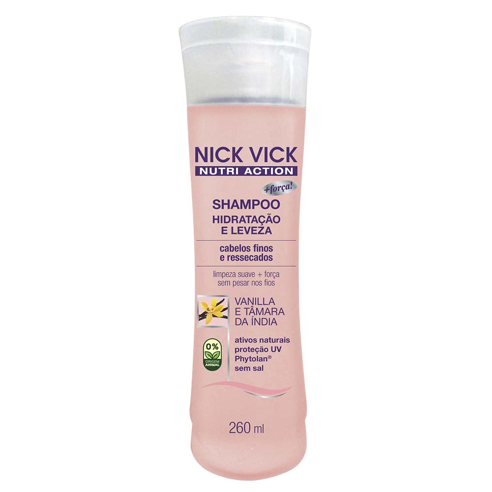 Shampoo Hidratante Nutri-Hair Hidratação e Limpeza Nick Vick 260ml