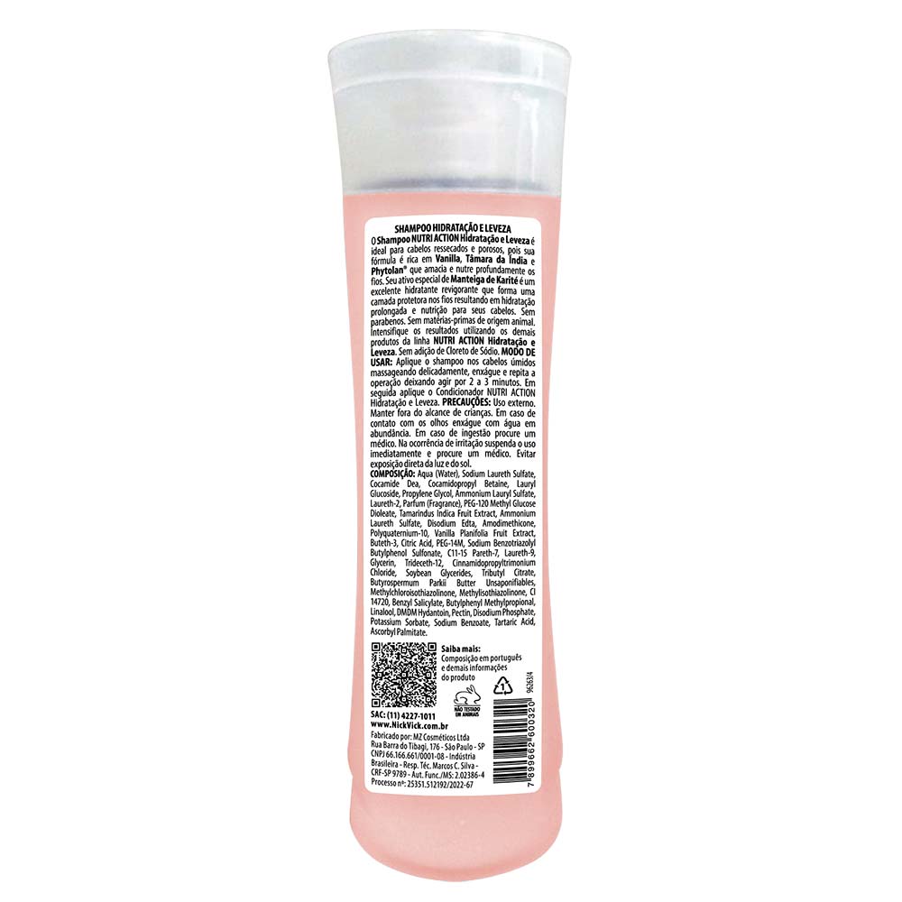 Shampoo Hidratante Nutri-Hair Hidratação e Limpeza Nick Vick 260ml