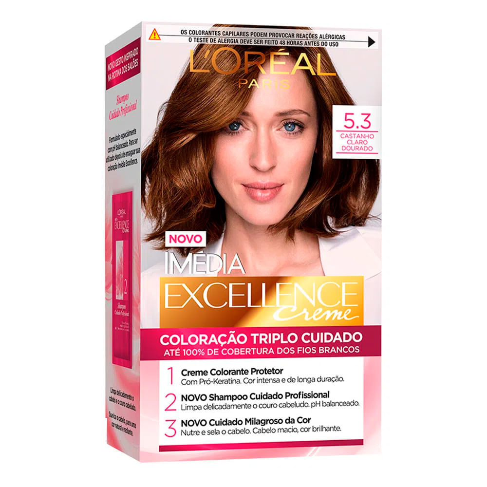 L’Oréal Paris Coloração Imédia Excellence Kit 5.3 Cast. Cl. Dourado Kit 2 Unidades