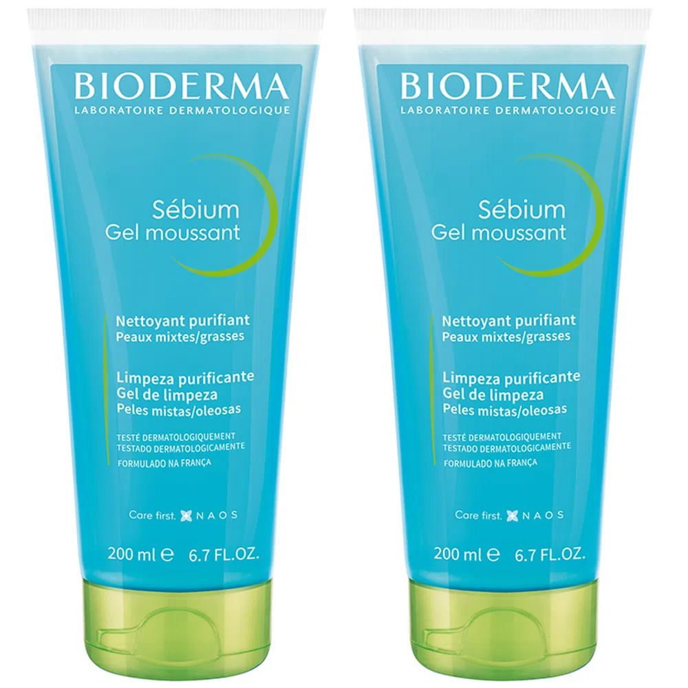 Bioderma Sebium Gel Moussant Kit com 2 Unidades Gel de Limpeza Antioleosidade 200ml