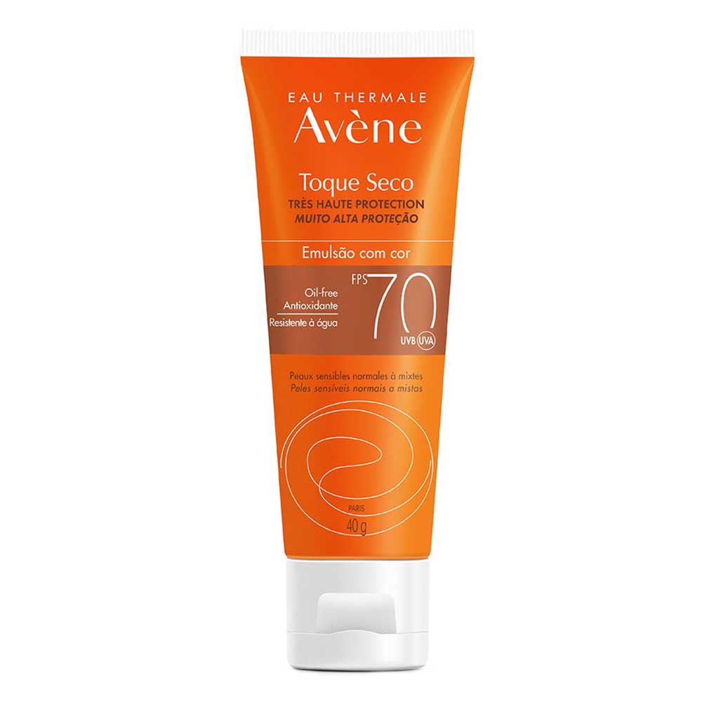 Protetor Solar com Cor Avène Emulsão Solar Toque Seco FPS 70 Color Universal