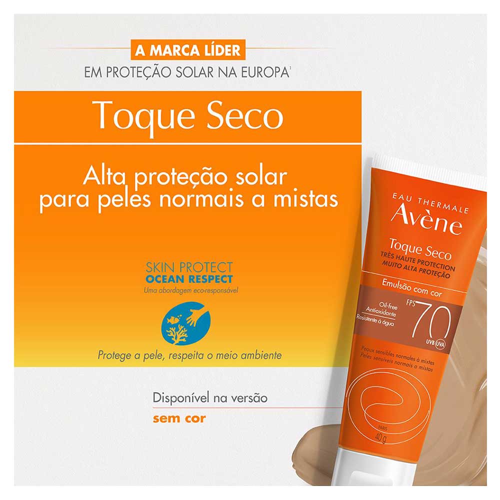Protetor Solar com Cor Avène Emulsão Solar Toque Seco FPS 70 Color Universal
