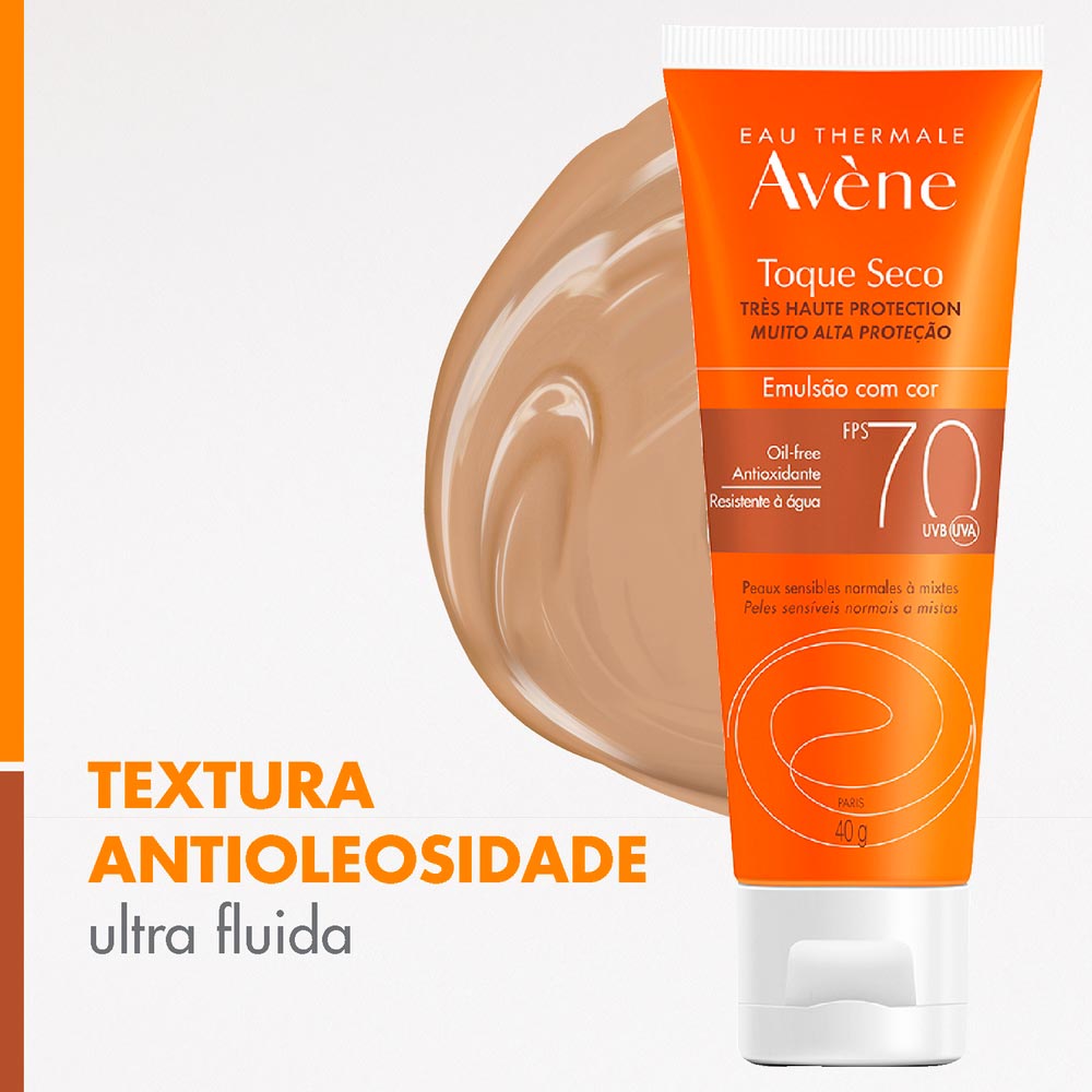 Protetor Solar com Cor Avène Emulsão Solar Toque Seco FPS 70 Color Universal