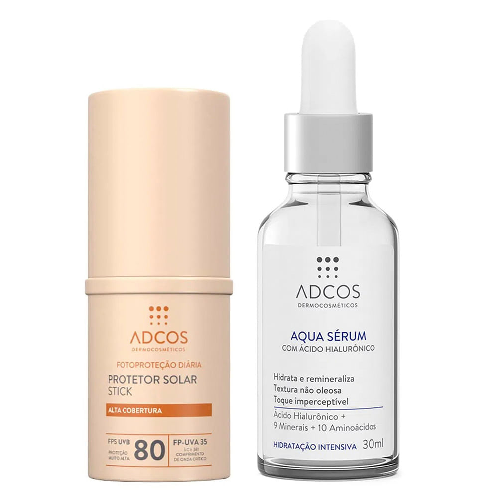 Adcos Dermocosméticos Kit Sérum Facial + Protetor Solar Stick com Cor Ivory