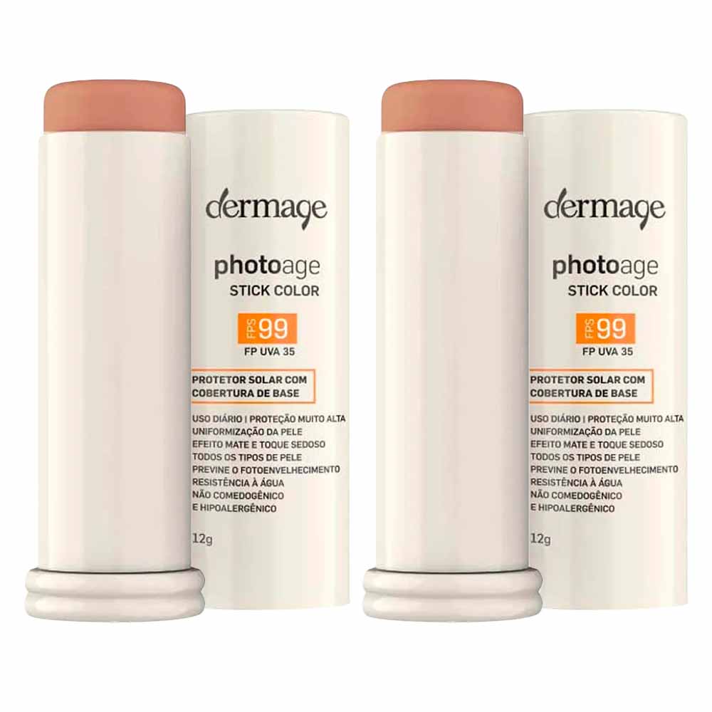 Dermage Photoage Stick Color Kit com 2 unidades Protetor Solar com Cor FPS99