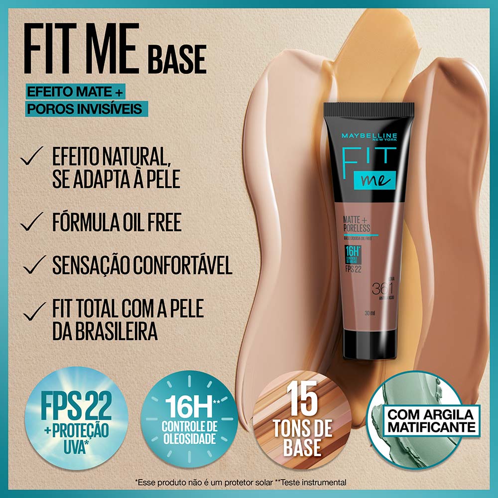 Base Líquida Maybelline NY Fit Me Matte FPS22 246