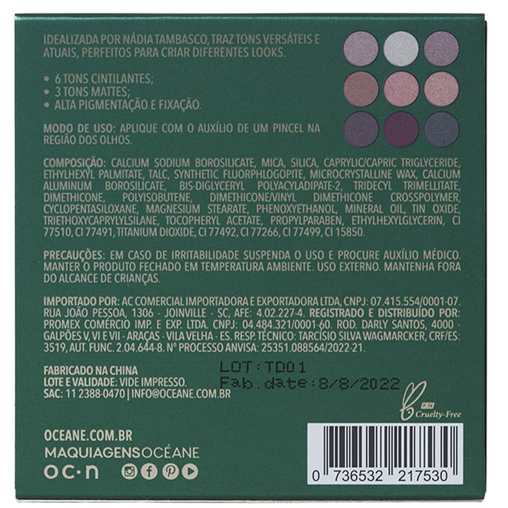 Paleta de Sombras Nádia Tambasco by Océane To Go  Trendy 1Un
