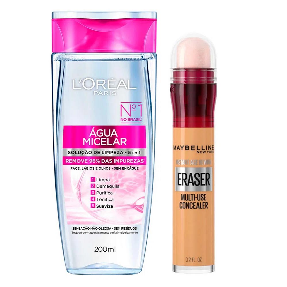 L’Oréal Paris + Maybelline Kit  Água Micelar Solução de Limpeza + Corretivo Caramel Kit