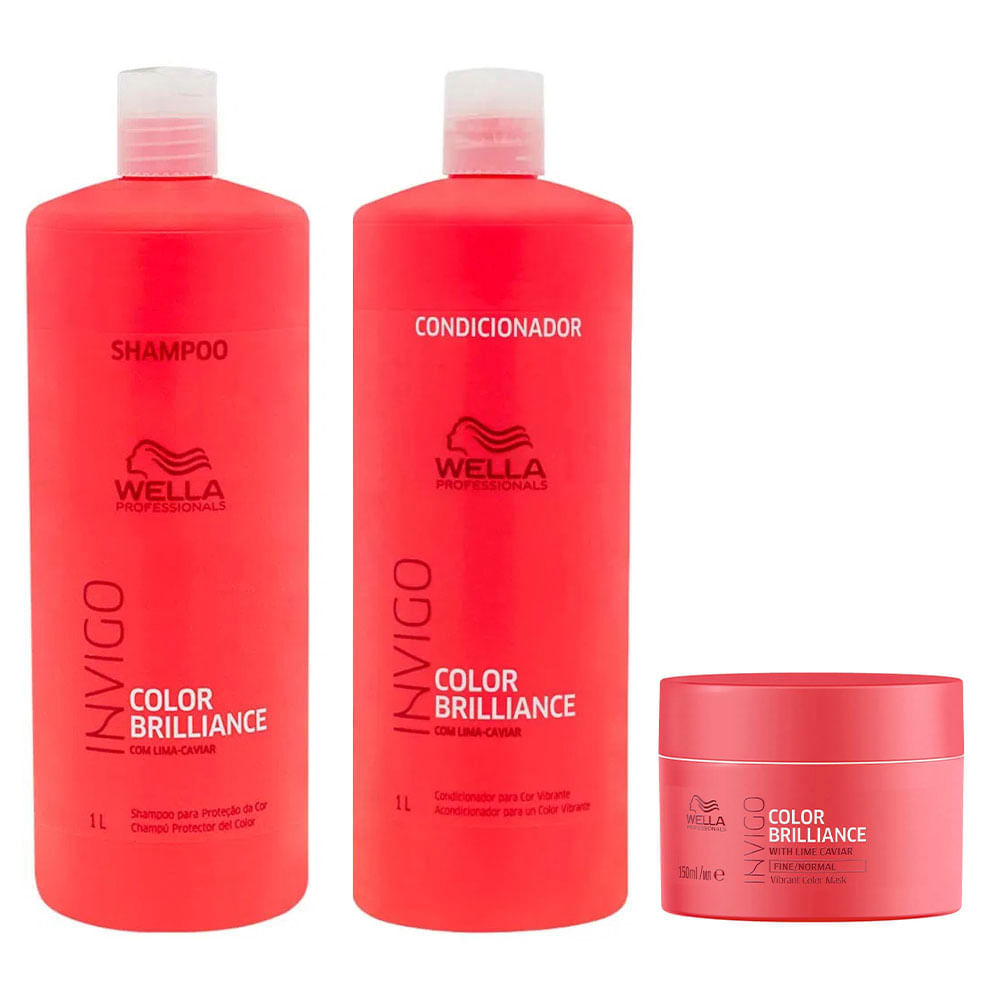 Wella Professionals Invigo Color Brilliance Kit – Shampoo + Condicionador + Máscara Kit