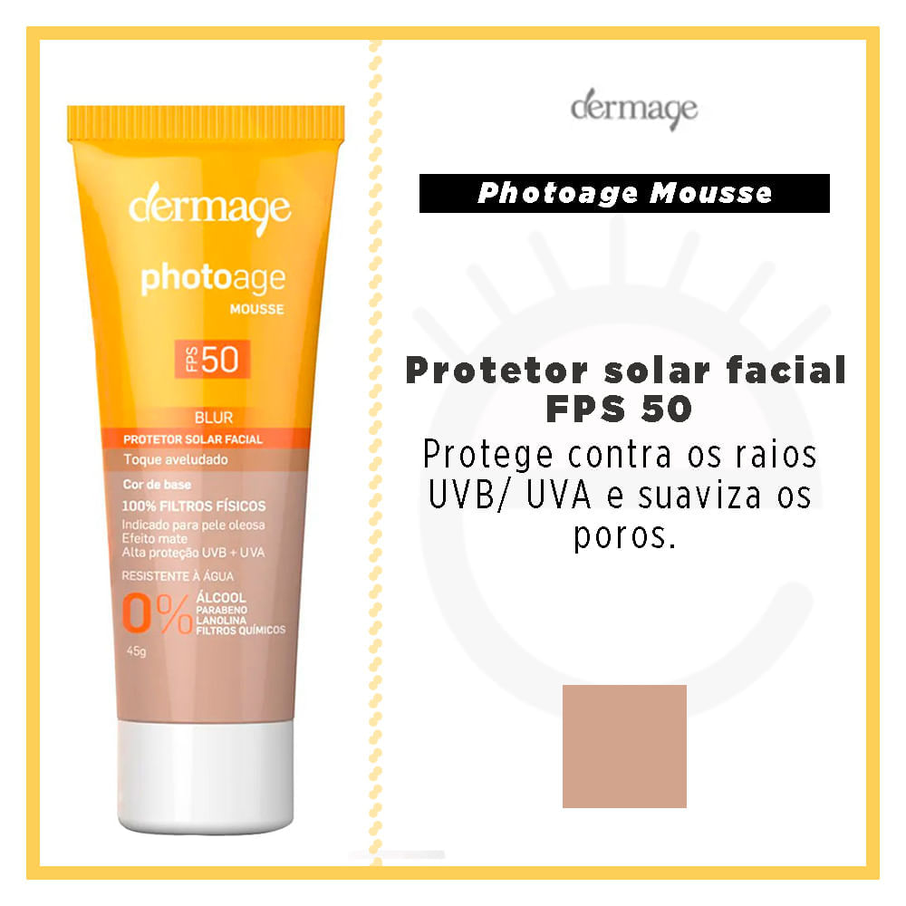 Protetor Solar Dermage  Photoage Mousse – Cor Clara FPS 50 Clara