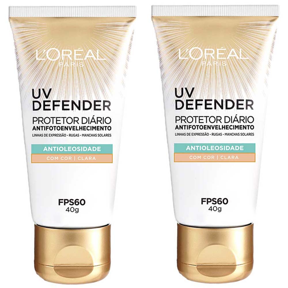 L'oréal Paris Uv Defender Kit  2 Protetores Solares Faciais Fps60 Cor Clara Kit