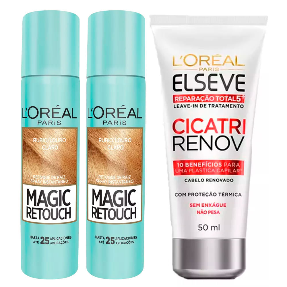 L'Oréal Paris Magic Retouch + Ganhe Cicatri Renov Kit  LeaveIn + 2 Corretivos Capilar Louro Claro Kit