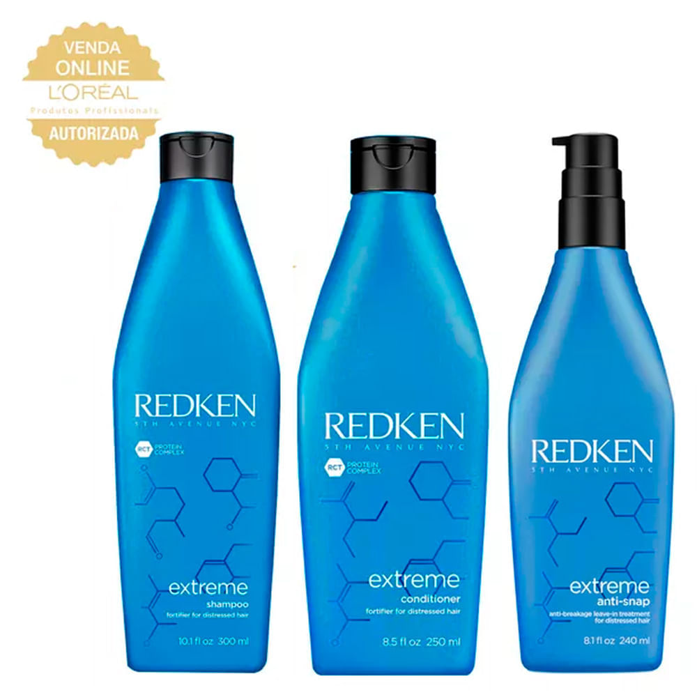 Redken Extreme Kit  Shampoo + Condicionador + Leavein Kit
