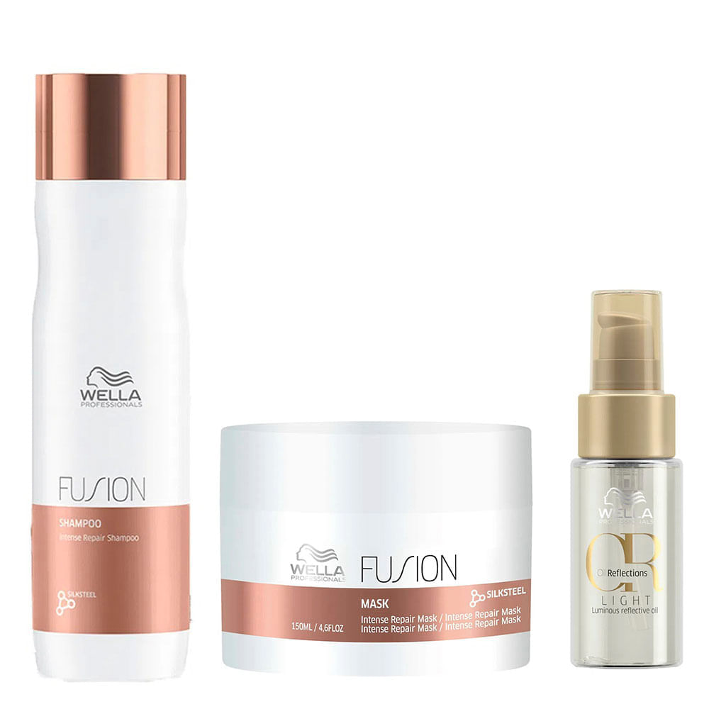 Wella Professionals Fusion Kit – Shampoo + Máscara + Óleo Capilar Kit