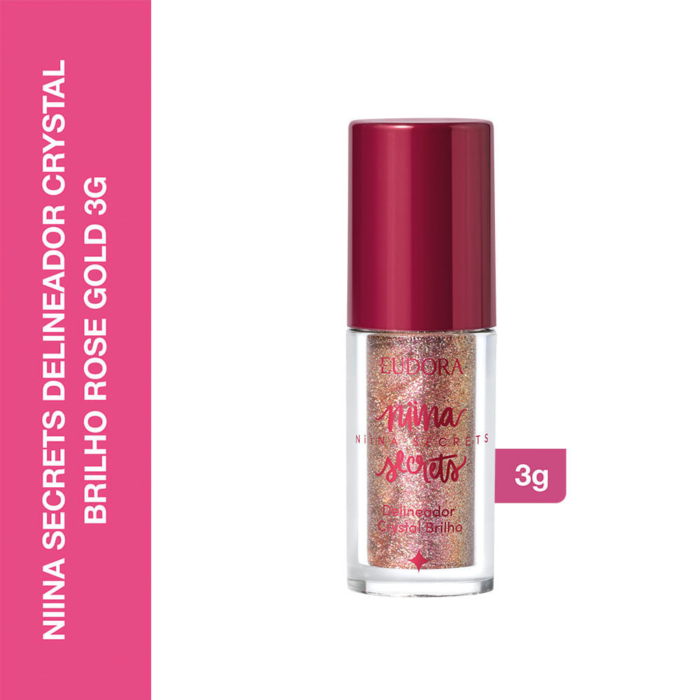 Delineador Niina Secrets by Eudora  Crystal Brilho Rose Gold