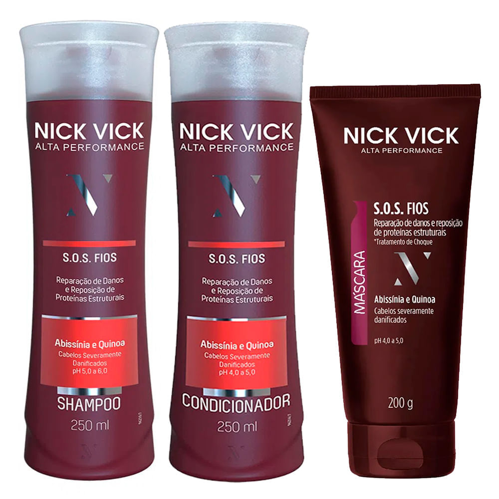 Kit Shampoo + Condicionador + Máscara Nick & Vick ProHair S.O.S. Fios Kit