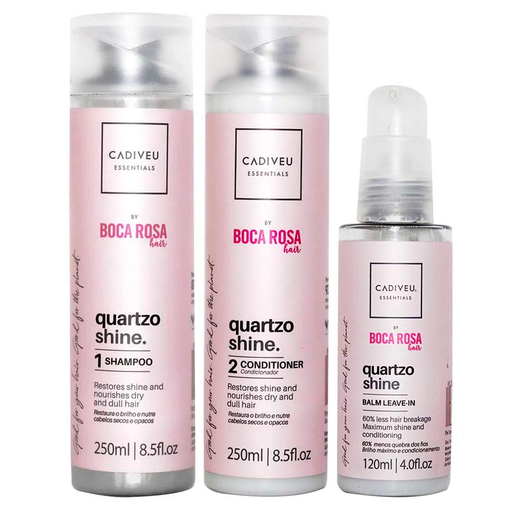 Cadiveu Professional Quartzo Shine by Boca Rosa Hair  Kit Shampoo + Condicionador + Leavein Kit