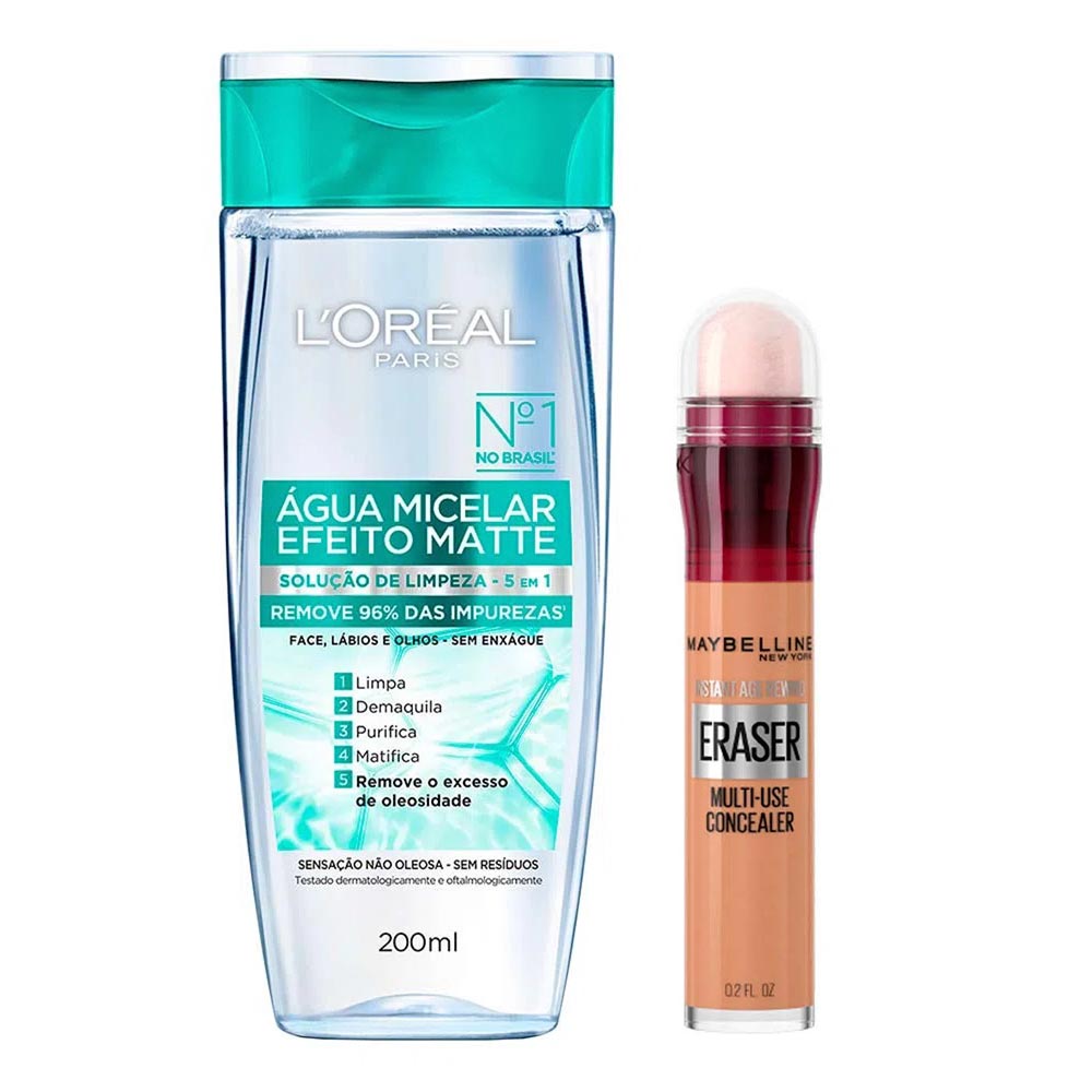 L’oréal Paris + Maybelline Kit  Água Micelar Efeito Matte + Corretivo Líquido Medium Kit