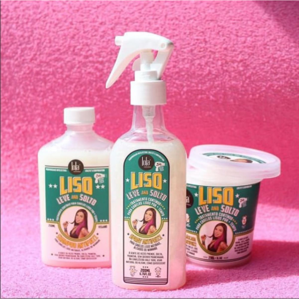 Lola Cosmetics Liso Leve and Solto Kit  Shampoo + Máscara + Spray Kit