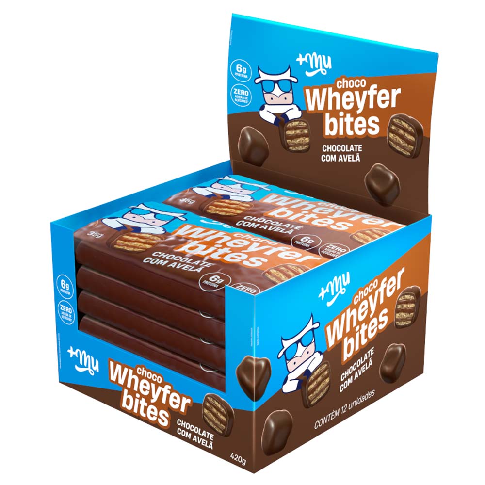 Display Chocowheyfer Bites +Mu – Chocolate com Avelã 12Un