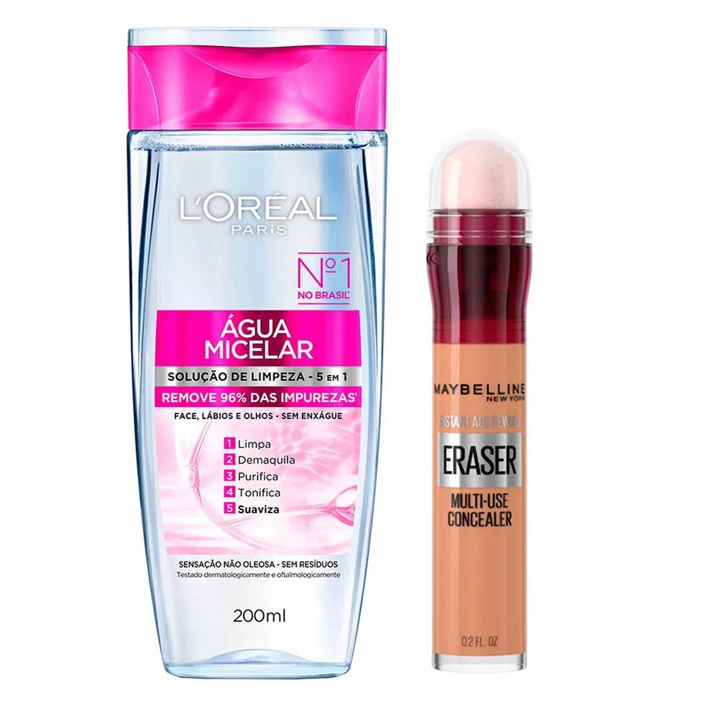 L’oréal Paris + Maybelline Kit  Água Micelar Solução De Limpeza + Corretivo Líquido Medium Kit