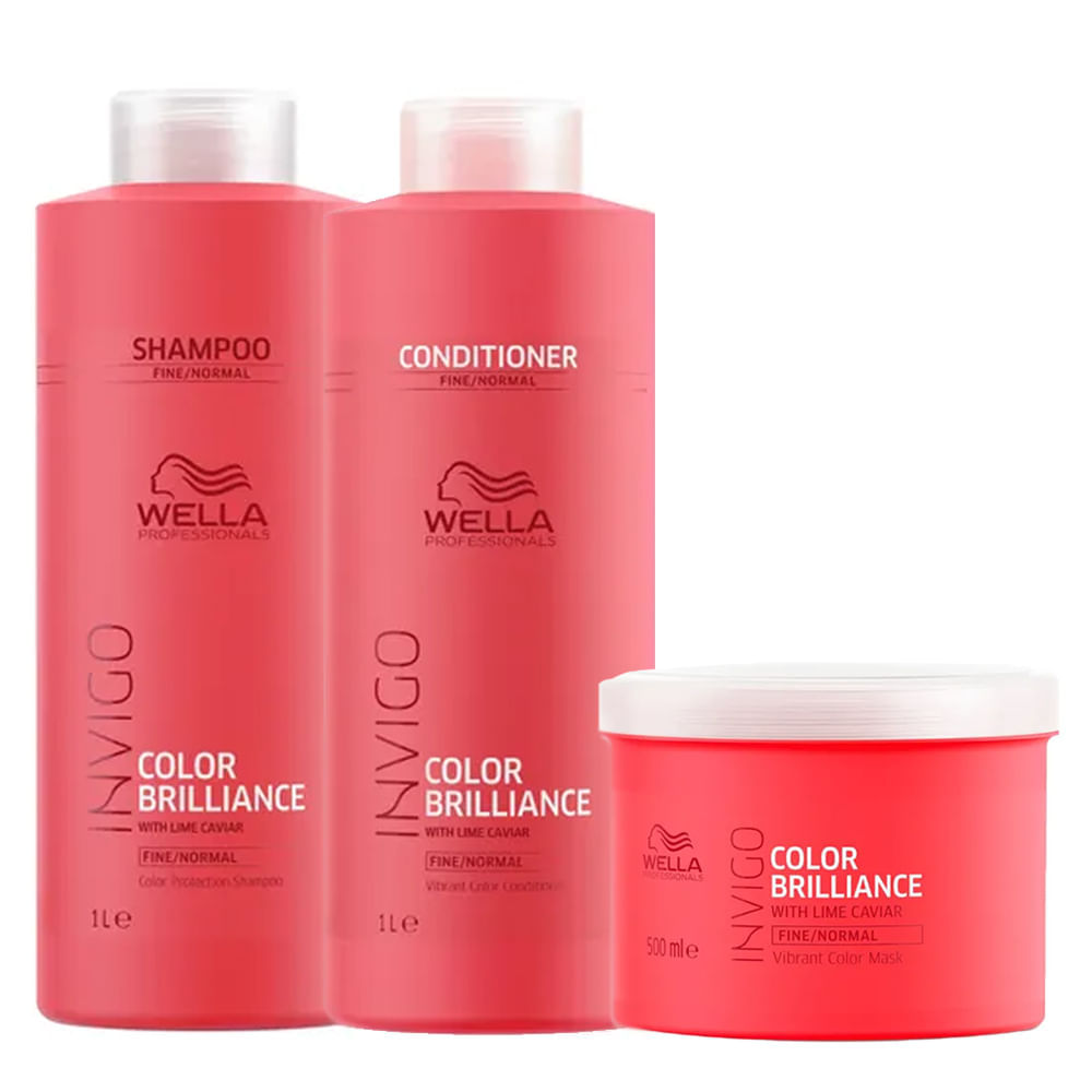 Kit Invigo Color Brilliance Tamanho Profissional Wella  Shampoo + Condicionador + Máscara Kit