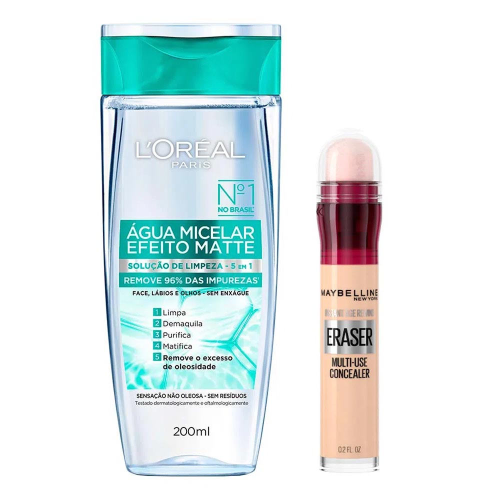 L’Oréal Paris + Maybelline Kit  Água Micelar Efeito Matte + Corretivo Líquido Ivory Kit