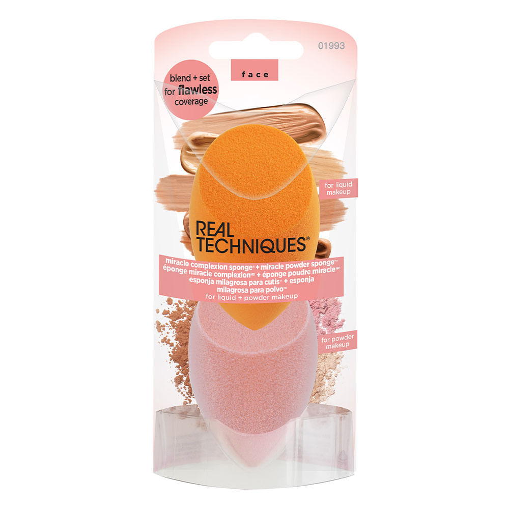 Real Techniques  Esponjas Kit – Esponja para Base + Esponja para Pó Kit